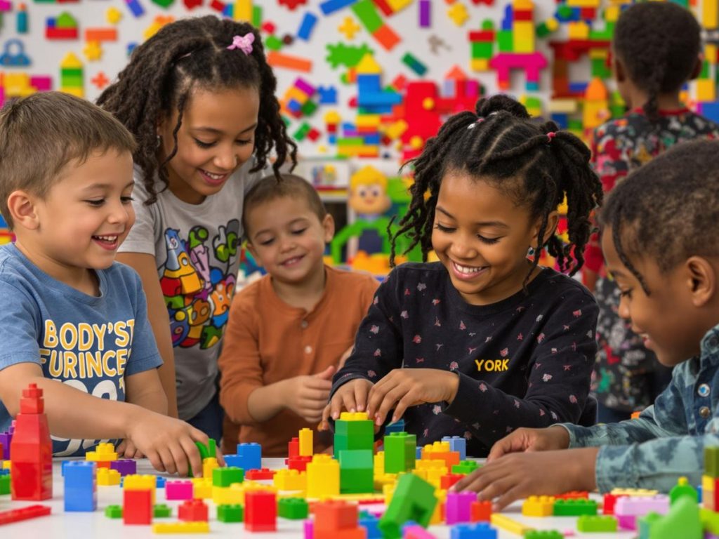 Copii jucându-se jocuri interactive pentru dezvoltarea abilităților.