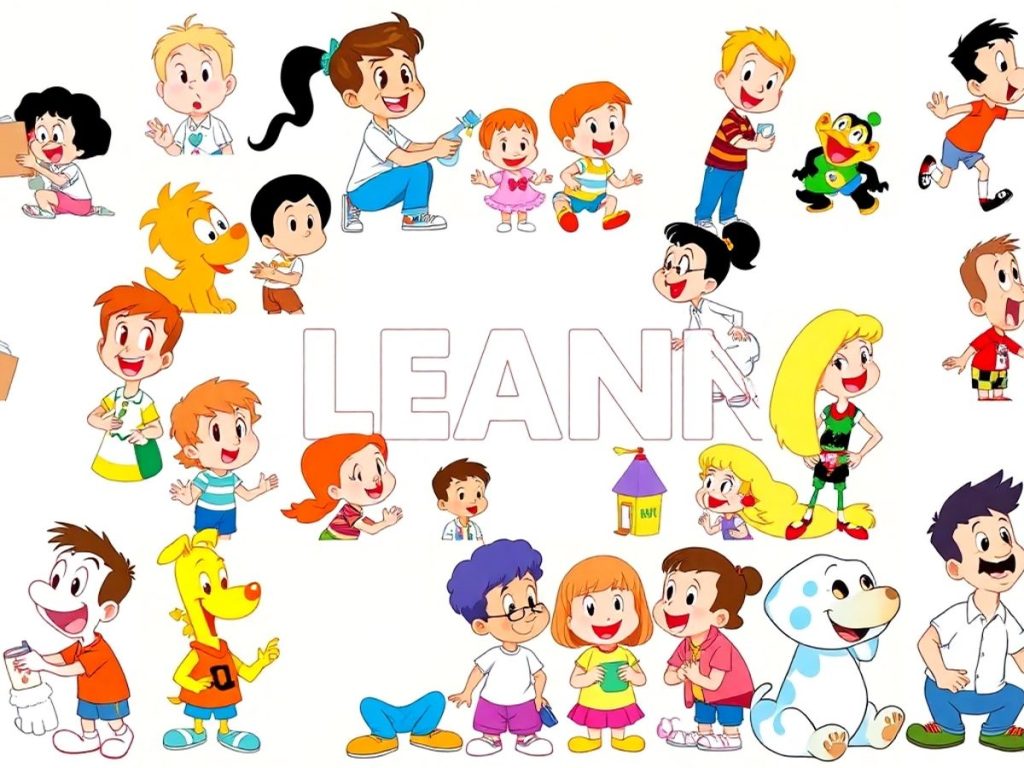 Colaj de desene animate educative pentru copii.