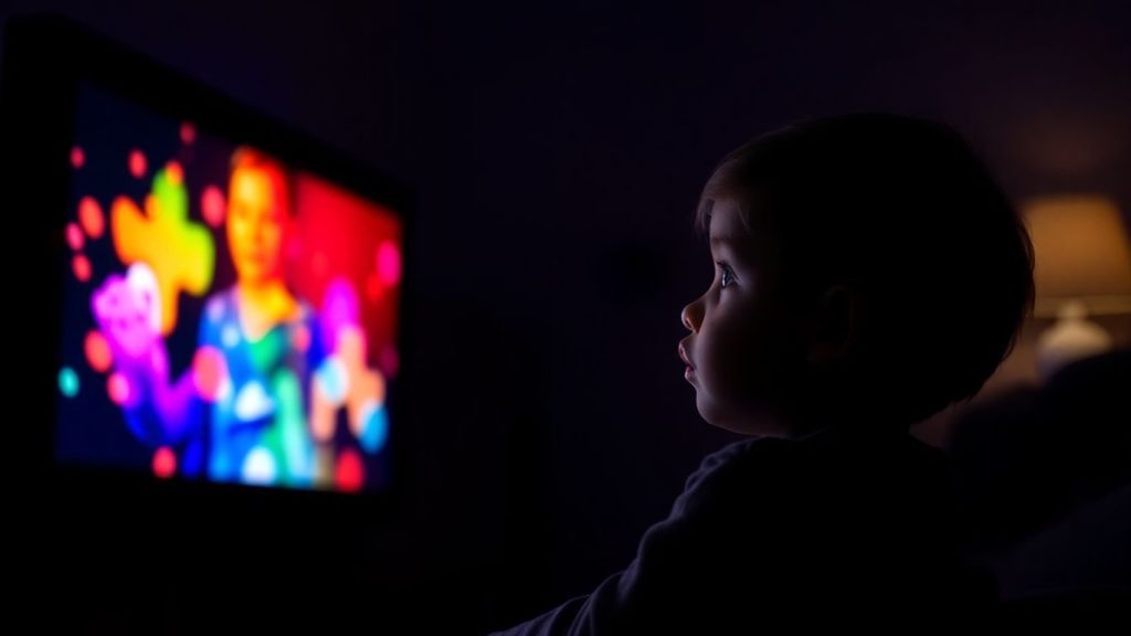 Copil uitându-se la televizor